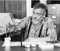 Brian doing artwork at the drop in cafe